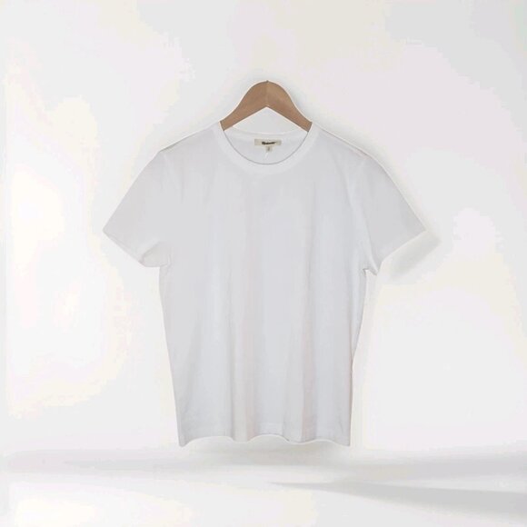 Madewell Cotton Perfect Crewneck Tee Women's Size XS Eyelet White Minimalist NWT - Picture 13 of 16